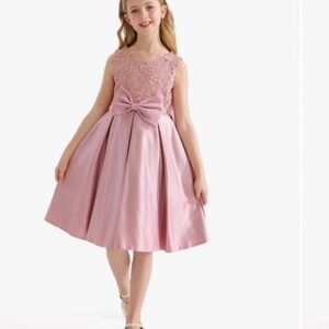 Elegant Pink Lace Kids Dress